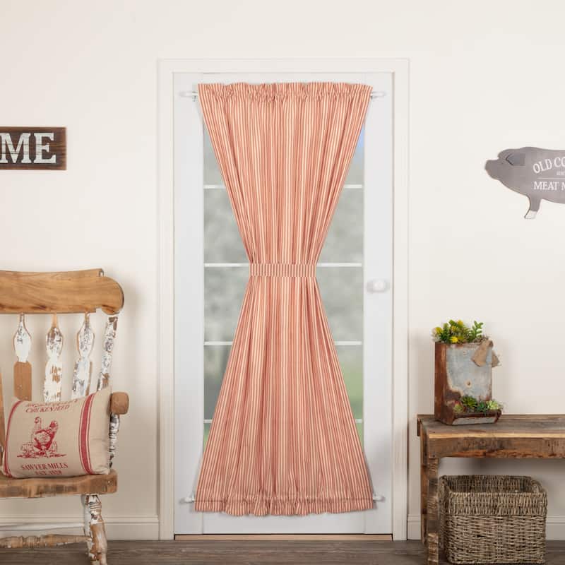 Sawyer Mill Ticking Stripe Door Panel - Door Panel 72x40 - Door Panel 72x40 - Country Red/Dark Tan