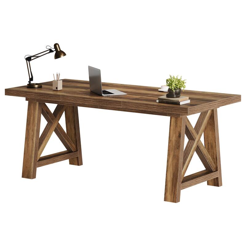 63 Inch Large Home Office Desk Computer Desk with X-Shaped Legs