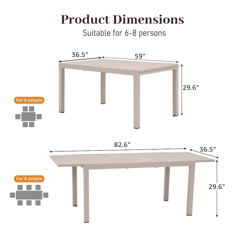 Outdoor Patio Dining Set Chairs and Extendable Table
