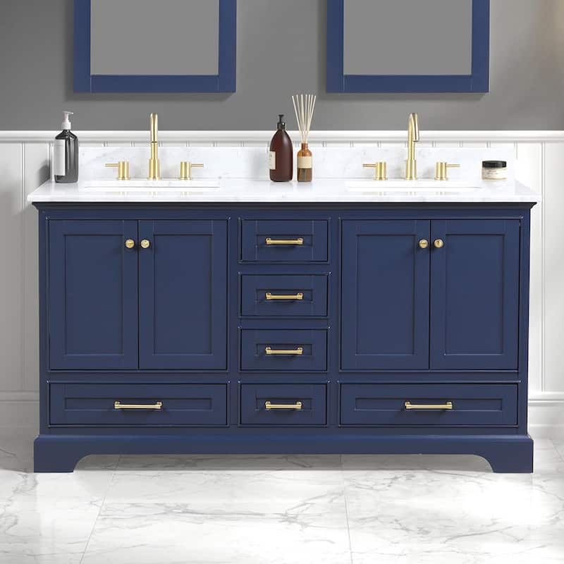 Blossom Copenhagen 60" Bathroom Vanity with Marble Top & Ceramic Sink - NavyBlue