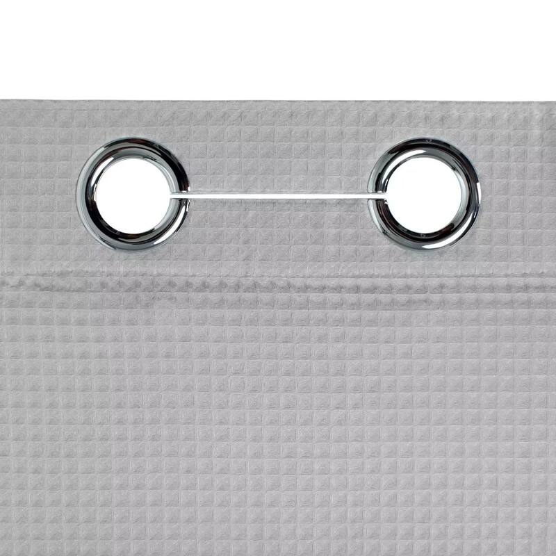 No Hook Cotton Blend Waffle Shower Curtain with Snap-in Liner