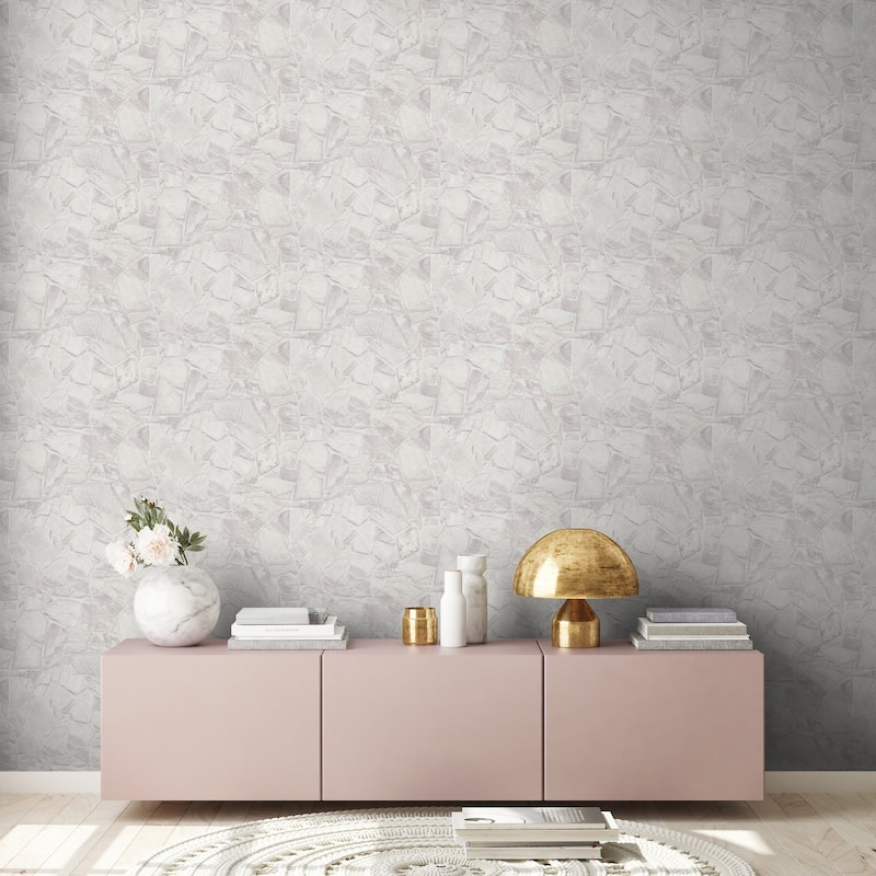 Galerie Wallcoverings Bricks and More Collection Slate Stone Wall Matte Finish Vinyl on Non-woven Wallpaper Roll