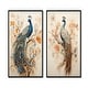 preview thumbnail 2 of 5, Designart "Vintage Fantasy Peacock In Enchanted Flowers" Peacock Framed Art Set Of 2 - Animals Wall Art Set 2 Pieces
