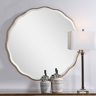 Uttermost Aneta 42" Round Scalloped Edge Elegant Large Wall Mirror