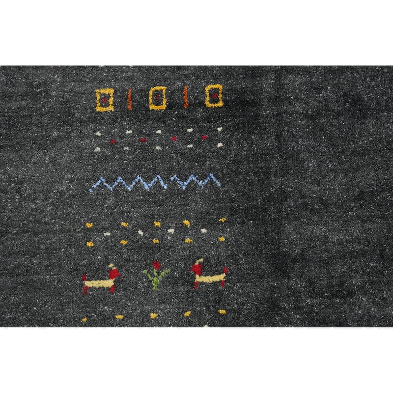 Hand Knotted Oriental 100% Wool Carpet Tribal Animal Pictorial Greys & Charcoal Gabbeh Area Rug - 10' 0'' X 8' 0''