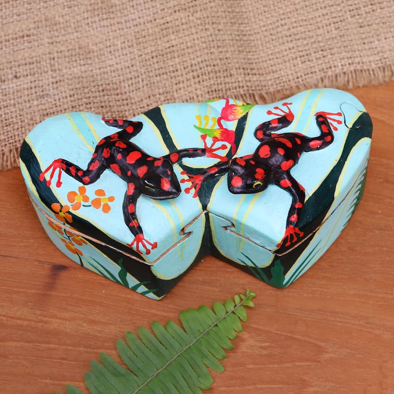 Novica Handmade Twin Frogs Wood Jewelry Box
