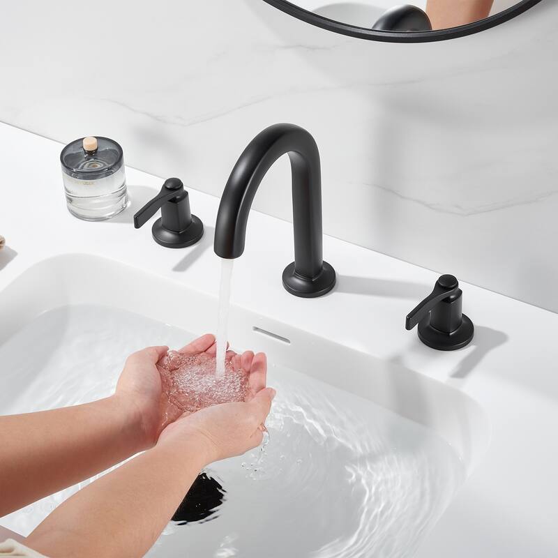 Luxier Larko 8 in. Widespread 2-Handle Bathroom Faucet with Drain