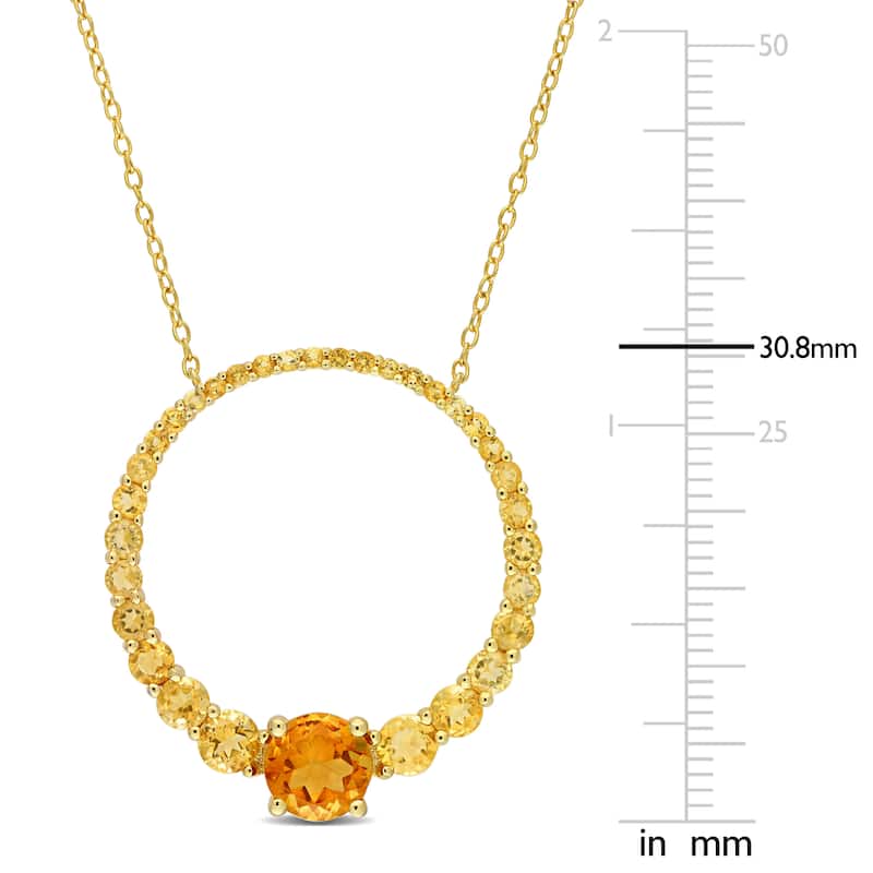 Miadora Citrine and Madeira Citrine Open Circular Necklace in Yellow Plated Sterling Silver