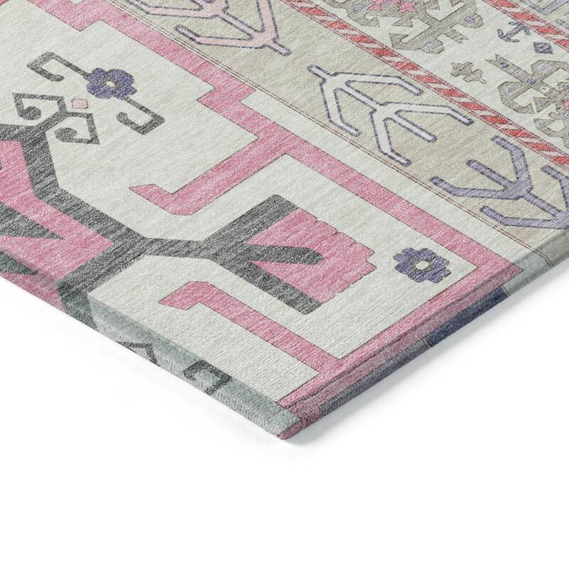 Machine Washable Indoor/ Outdoor Boho Tribal Chantille Rug