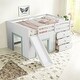 preview thumbnail 2 of 7, Full Size Low Loft Bed with Slide,Three Storage Drawers and Two Doors