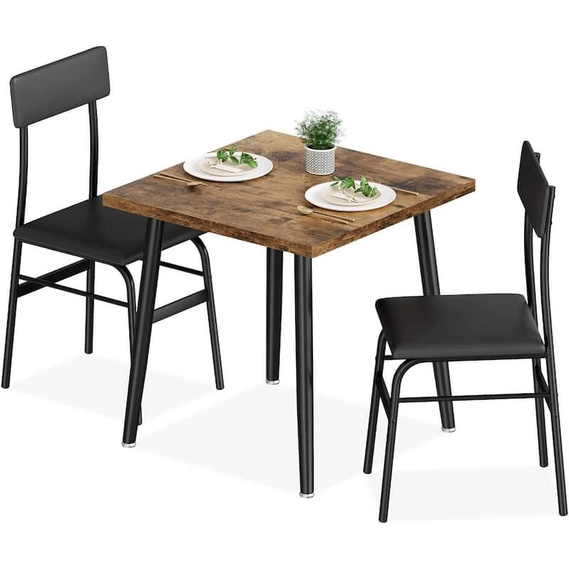 3 Piece Space-Saving Kitchen Dining Table Set for 2 for Small Space