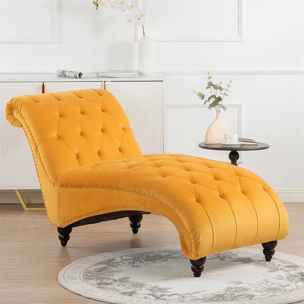 yellow leather chaise lounge