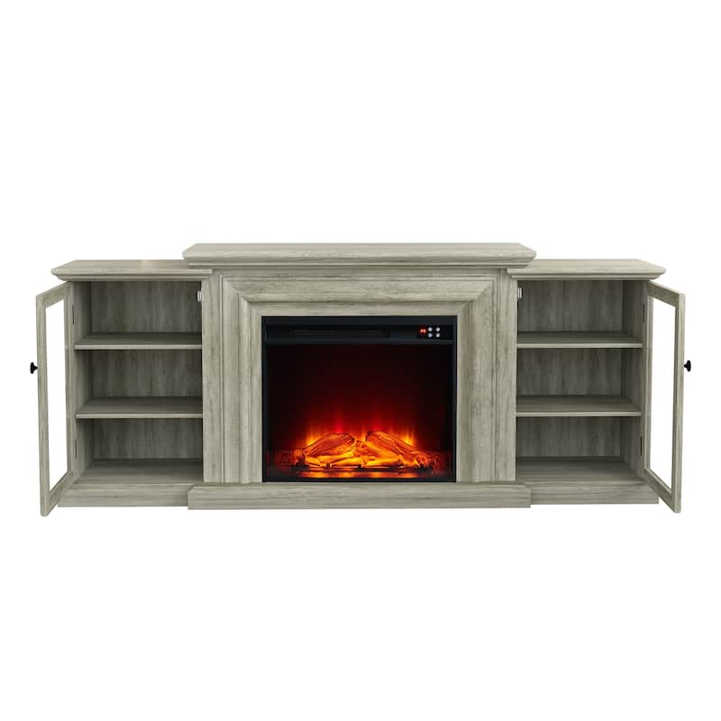 Farmhouse TV Stand with Fireplace - 70" Width -Fits up to 70" TV - 71"W x 30"H x 15.5"D