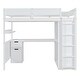 preview thumbnail 3 of 16, White Full Size Wooden Loft Bed with Wardrobe, Desk, and Shelves