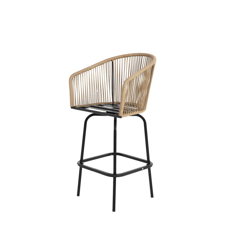 3pcs Outdoor Bar Set, Patio Bar Table and Chairs Set, Bar Height Patio Set - 2 x Swivel Bar Chairs , 1 x Round Bar Table