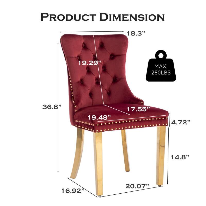 Tufted Naliheads Solid Wood Upholstered Dining Chairs (Set of 8)