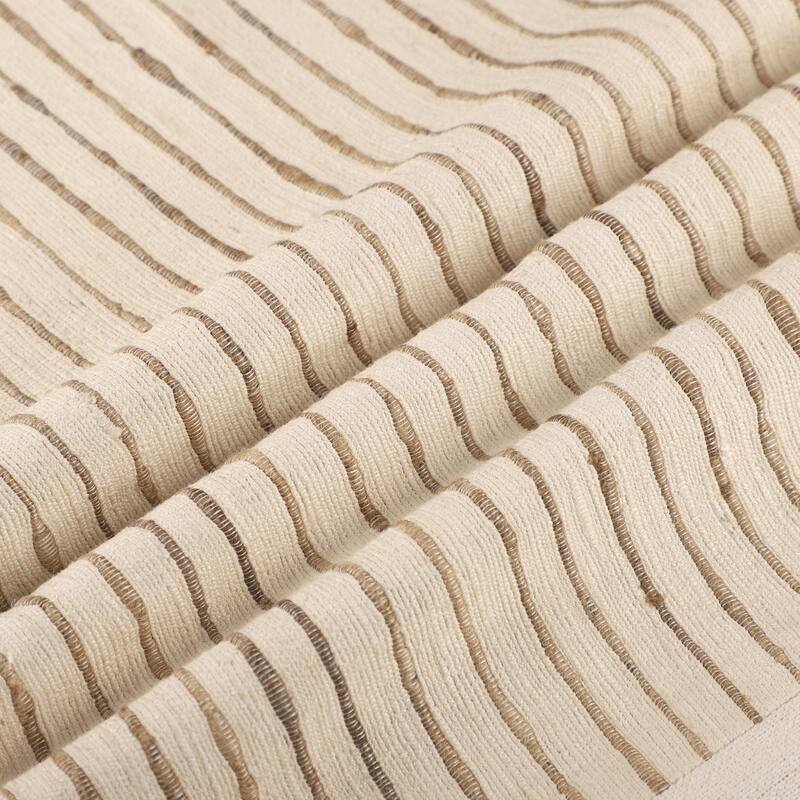 Handwoven Silk Patchwork Square Throw Pillow Cover - 24" - Cream and Beige