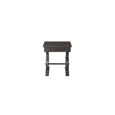 Contemporary End Table - Round Accent Table with Drawer, Chic Living Room Side Table, Smokey Walnut Finish, 22x22x24 - 24