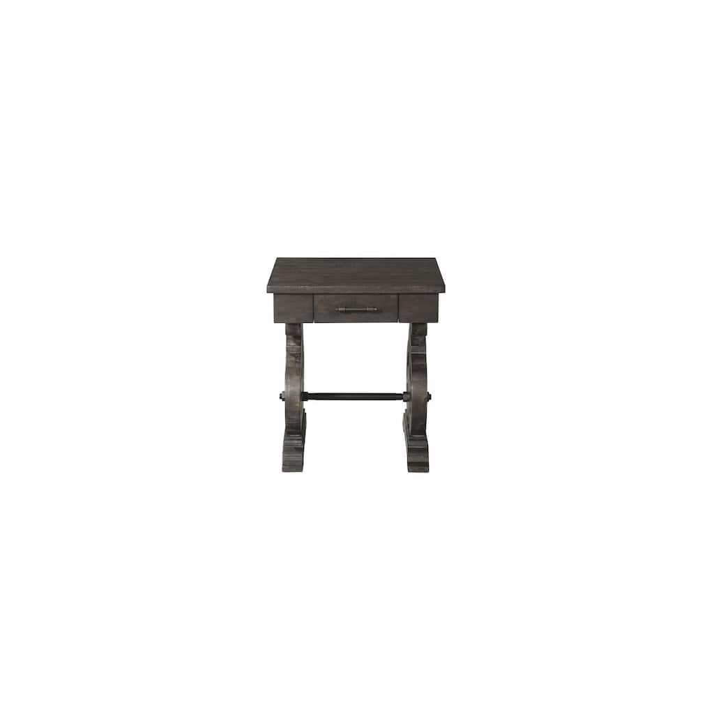 Contemporary End Table - Round Accent Table with Drawer, Chic Living Room Side Table, Smokey Walnut Finish, 22x22x24 - 24