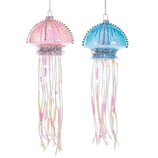 Shop Kurt Adler Glass Jellyfish Ornaments Set Of 2 Pink And Blue