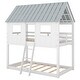 preview thumbnail 7 of 7, Low Twin over Twin Bunk Beds with Roof and Fence-Shaped Guardrail - Safe and Stylish