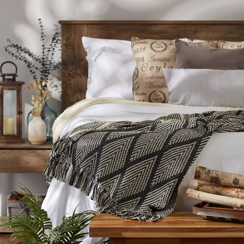 DII Natural Tone Multi Diamond Throw