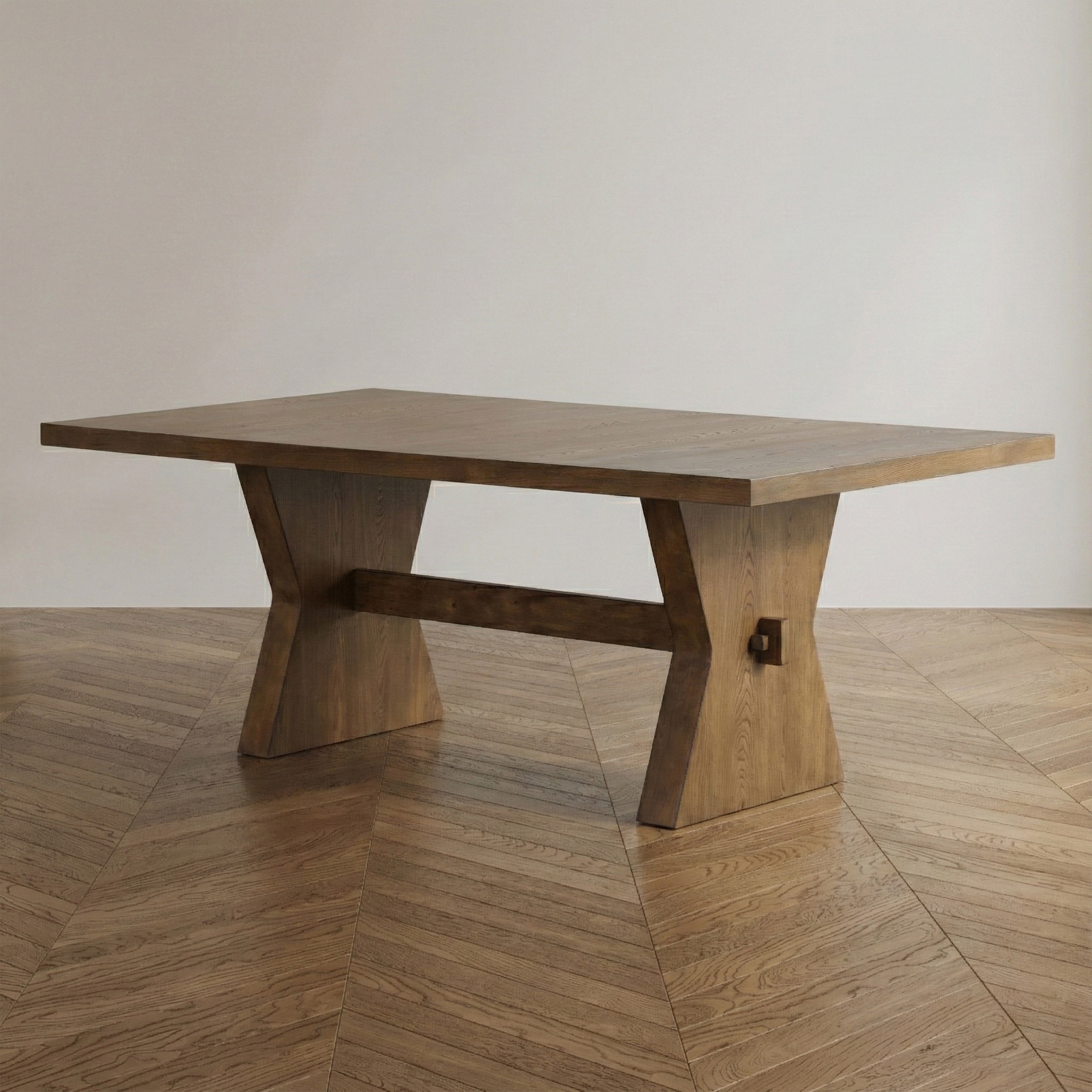 Furniture of America Synosin Farmhouse Rustic Oak 78-inch Wood Dining Table with Trestle Base