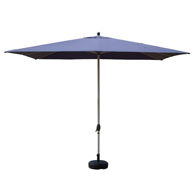 Durable Navy Blue Rectangle Patio Umbrella with Crank Lift, Wind Vent Design - Blue
