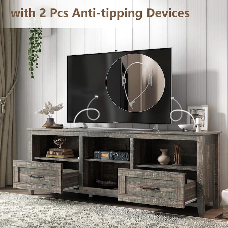 WESOME 70in TV Stand Home Cabinet with Drawers/Shelves/Doors for Living Room Bedroom - 70inch