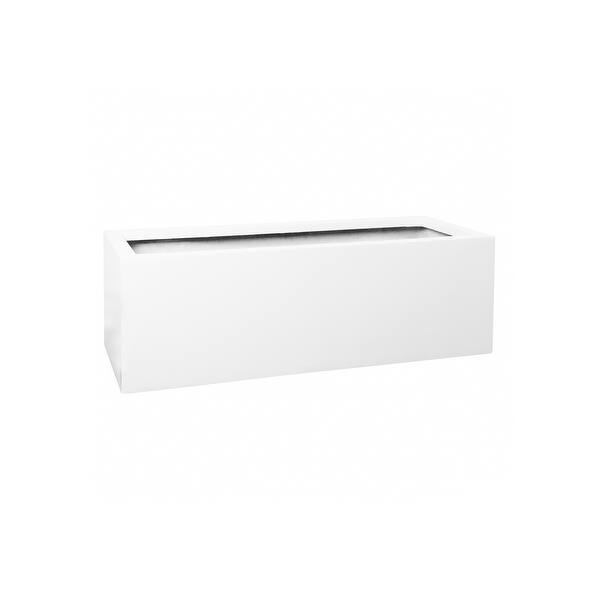 Pottery Pots 47.24 in L Rectangle Glossy White Fiberstone Indoor ...