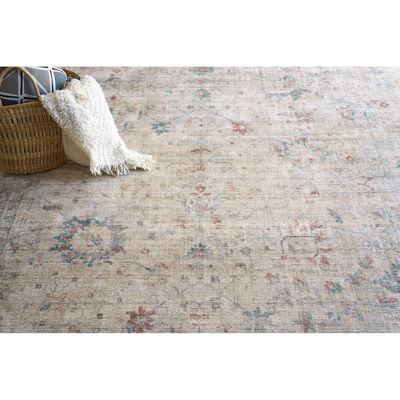 EXQUISITE RUGS Kensington Hand-loomed Wool/Bamboo Silk Beige Area Rug.
