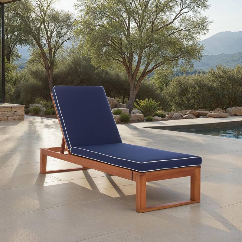 SAFAVIEH Outdoor Patio Furniture Sophie Solid Wood Chaise Lounge Chair - 28"W x 79"D x 15"H