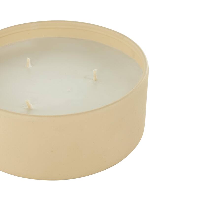 Beige, Black or Cream Metal Scented Textured 22oz 3 Wick Decorative Candle with White Wax