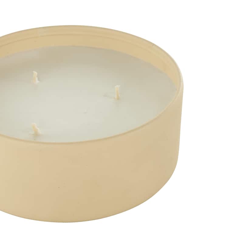 Metal Scented Textured 22oz 3 Wick Decorative Candle with White Wax - Beige, Black or Cream - Roche River Decor