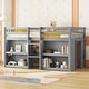 preview thumbnail 1 of 11, Modern Wooden Twin Size Loft Bed with Two-tier Shelves and LED Light Grey
