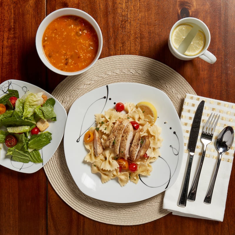 Pescara 16pc Soft Square Porcelain Dinnerware Set