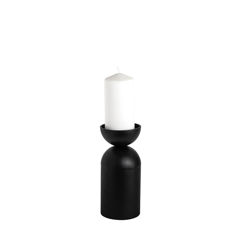 9" Black Metal Tabletop Pillar Candle Holder