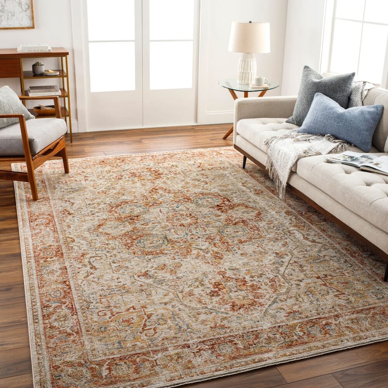 Livabliss Traditional Naila Medallion Area Rug - 2'8" x 7'3" - Rust/Beige