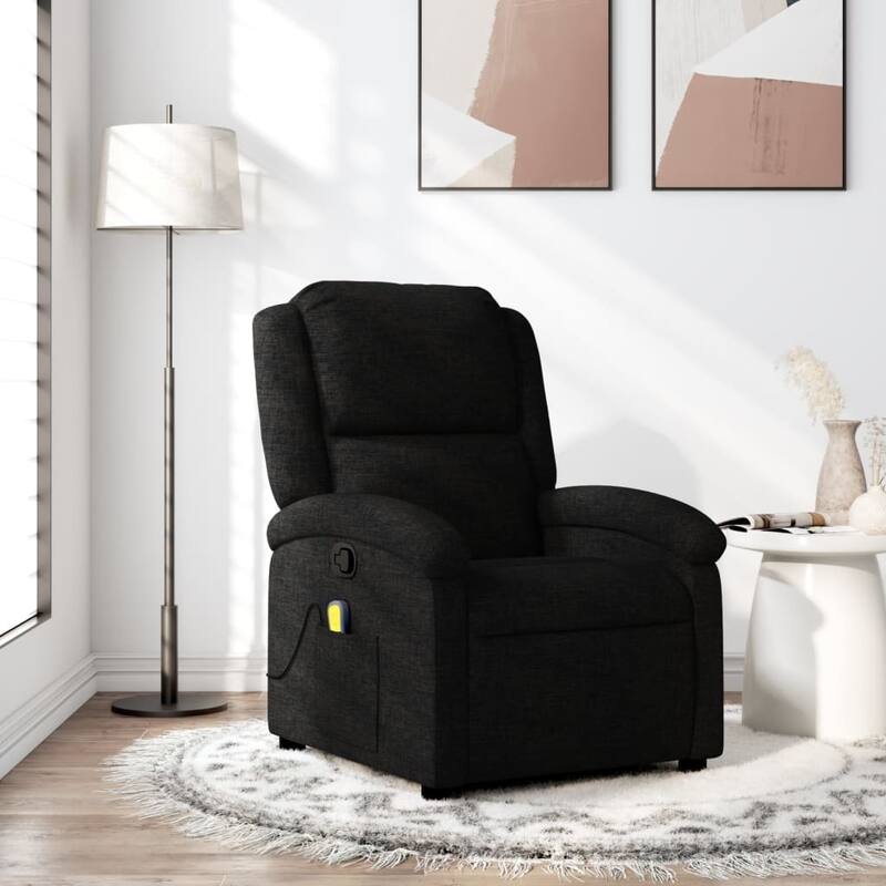 vidaXL Recliner Chair Wingback Reclining Push Armchair for Elderly Fabric - Black