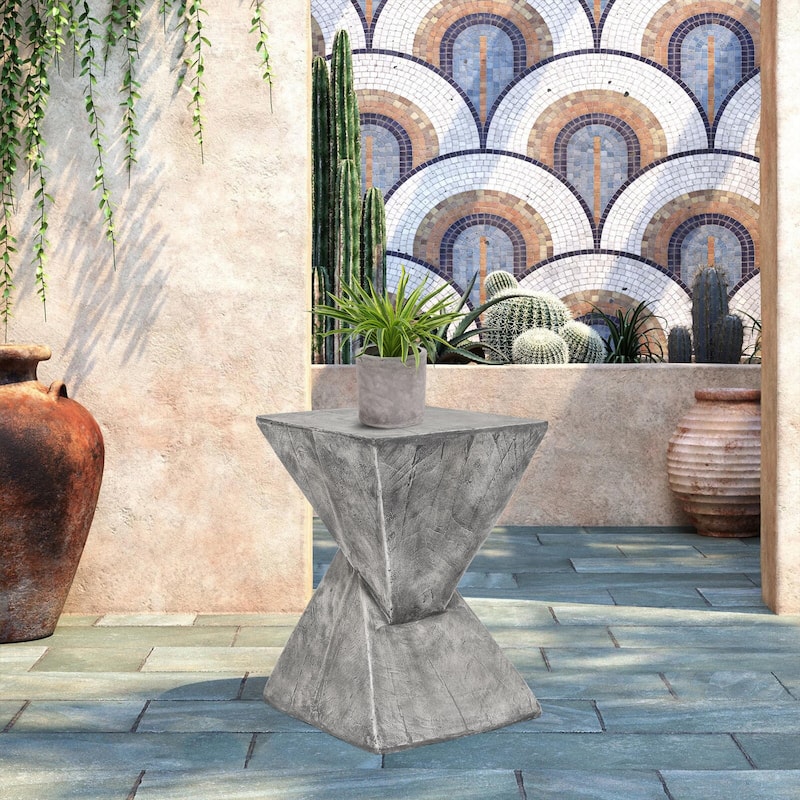 Adeco Outdoor Indoor Concrete Side Table Modern Accent End Table - Grey - Concrete