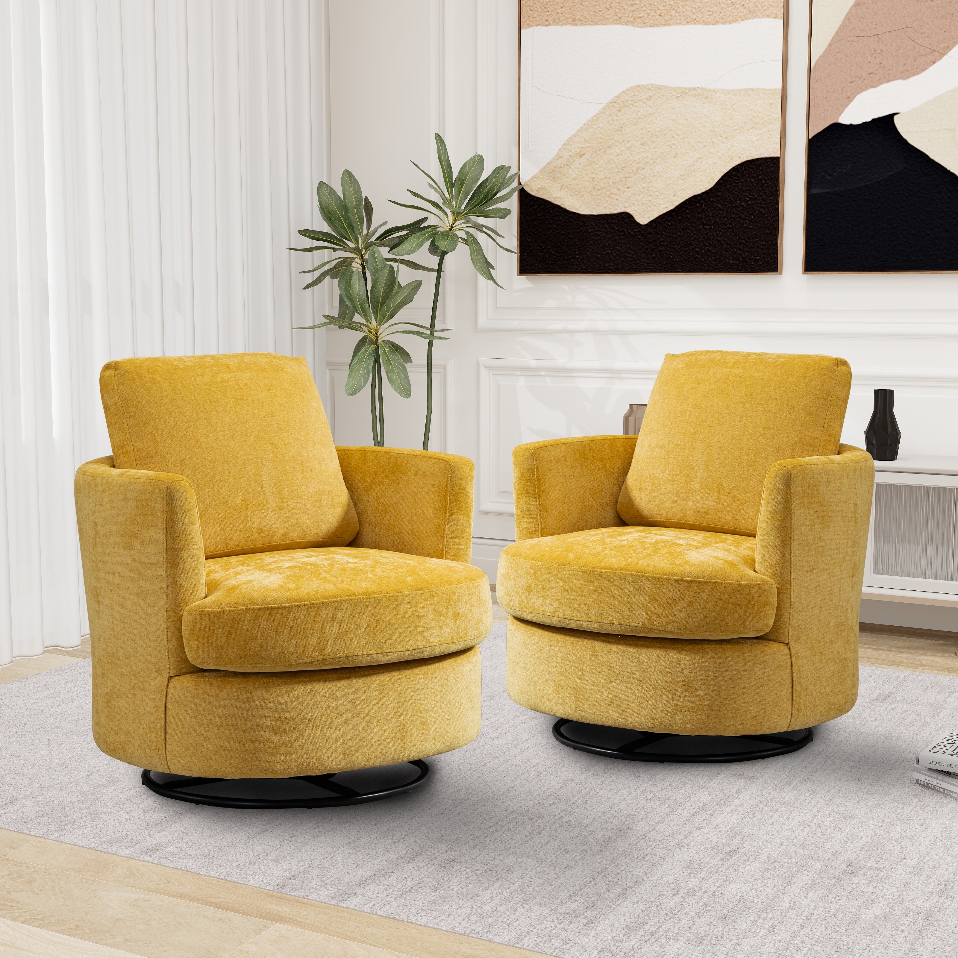 Modern Upholstered Swivel Barrel Chair Set Of 2 On Sale Bed