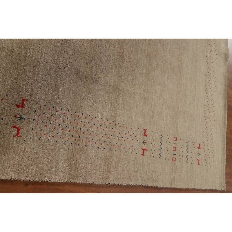 Gabbeh Indian Area Rug Handmade Wool Carpet - 7'9"x 9'10"