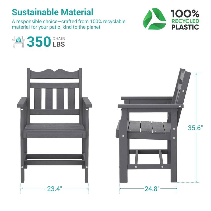 HIPS All-weather Outdoor Dining Chairs with 304 Hardware (Set of 2)