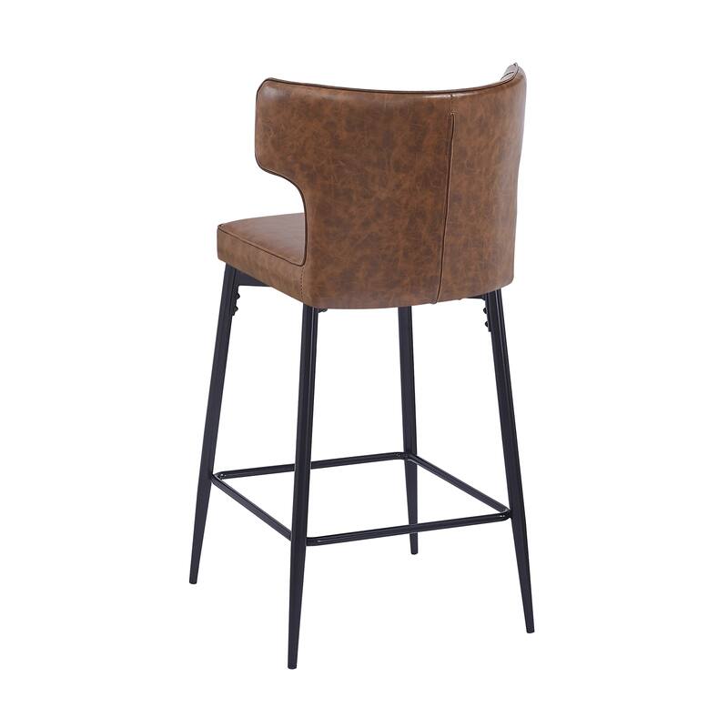 Counter Height Bar Stools Set of 2, Upholstered Armless Chairs with Curved Backrest, Kitchen Island Chair with Footrest