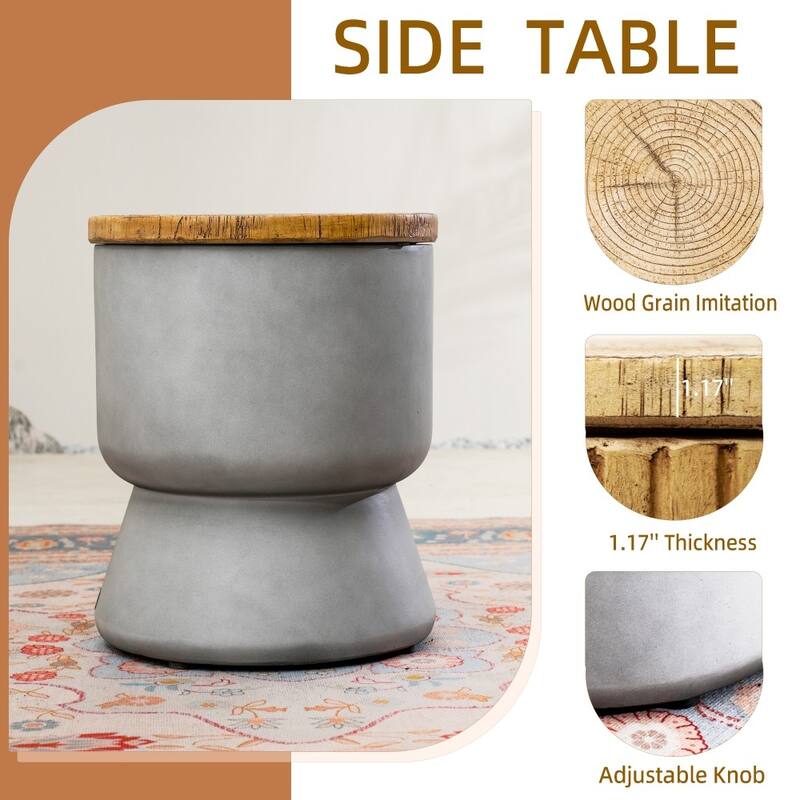 Modern Convertible Terrafab Space-saving Side Table with Ice Bucket