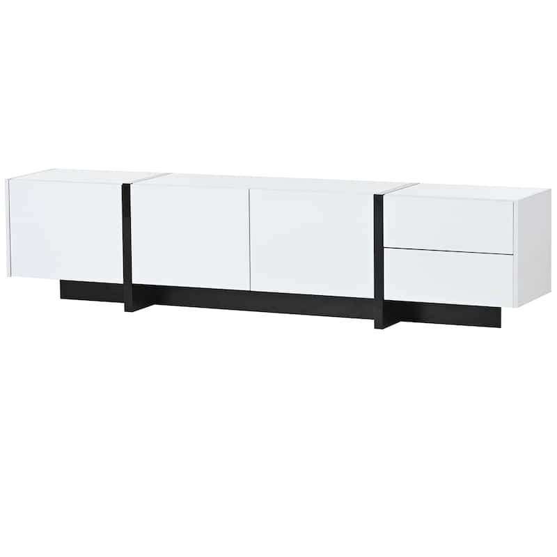 Rectangular High Gloss TV Stand for Living Room, Entertainment Media Console, Wood TV Storage Cabinet for TVs Up to 80"