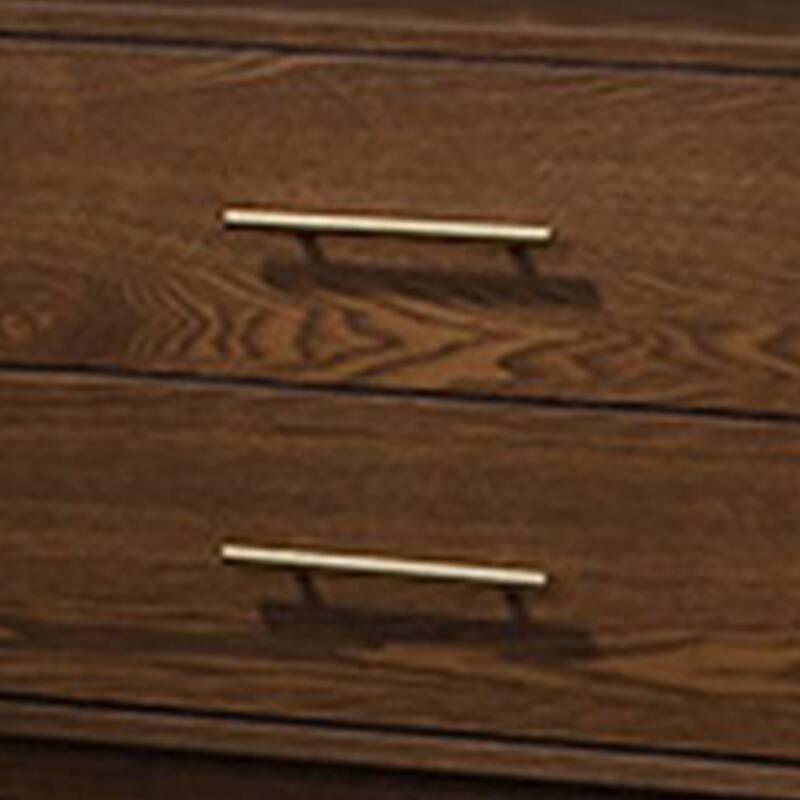 Roma Nightstand, 2 Drawers, Nickel Bar Handles, Walnut Brown Solid Wood