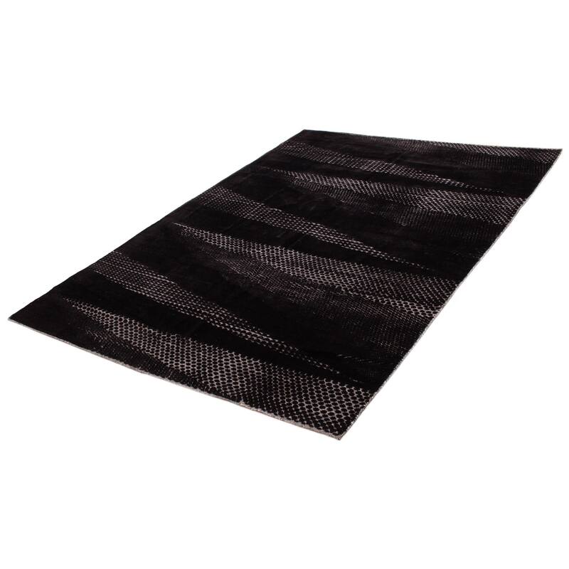 ECARPETGALLERY Hand-knotted Tangier Black Wool Rug - 8'2 x 11'1