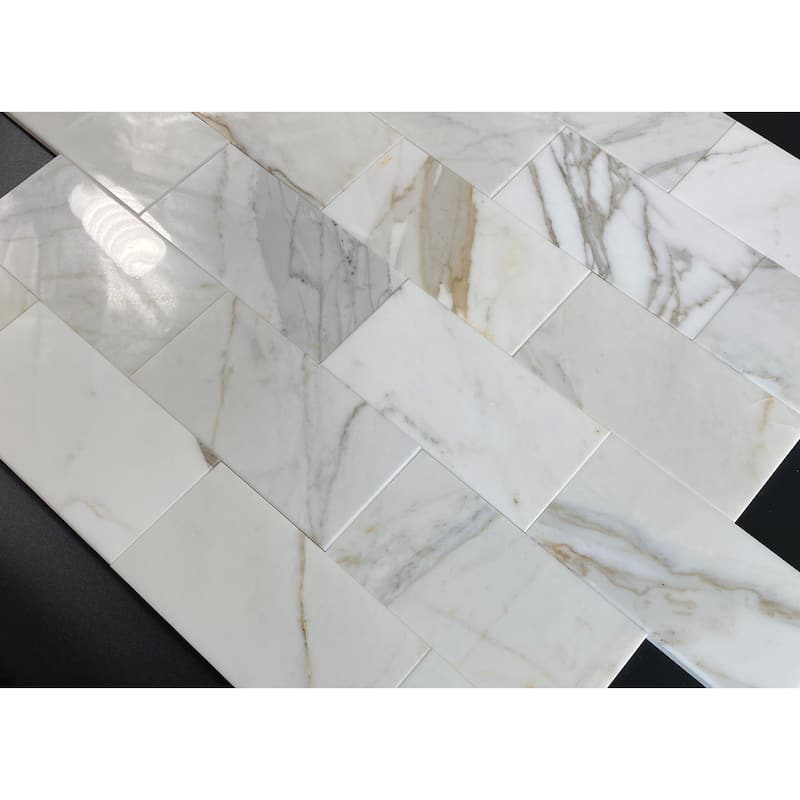 Calacatta Gold 3 x 6 Subway Wall and Floor Tiles - Case (8 Square Feet)