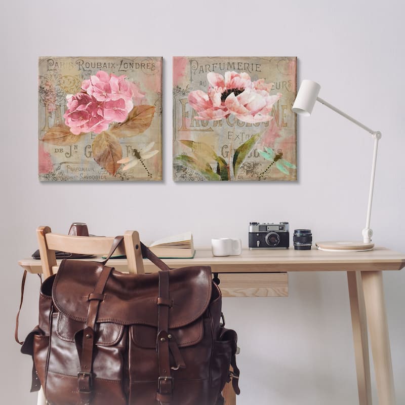 Stupell Vintage Collage French Florals Canvas Wall Art Design By Sasha (Set of 2)